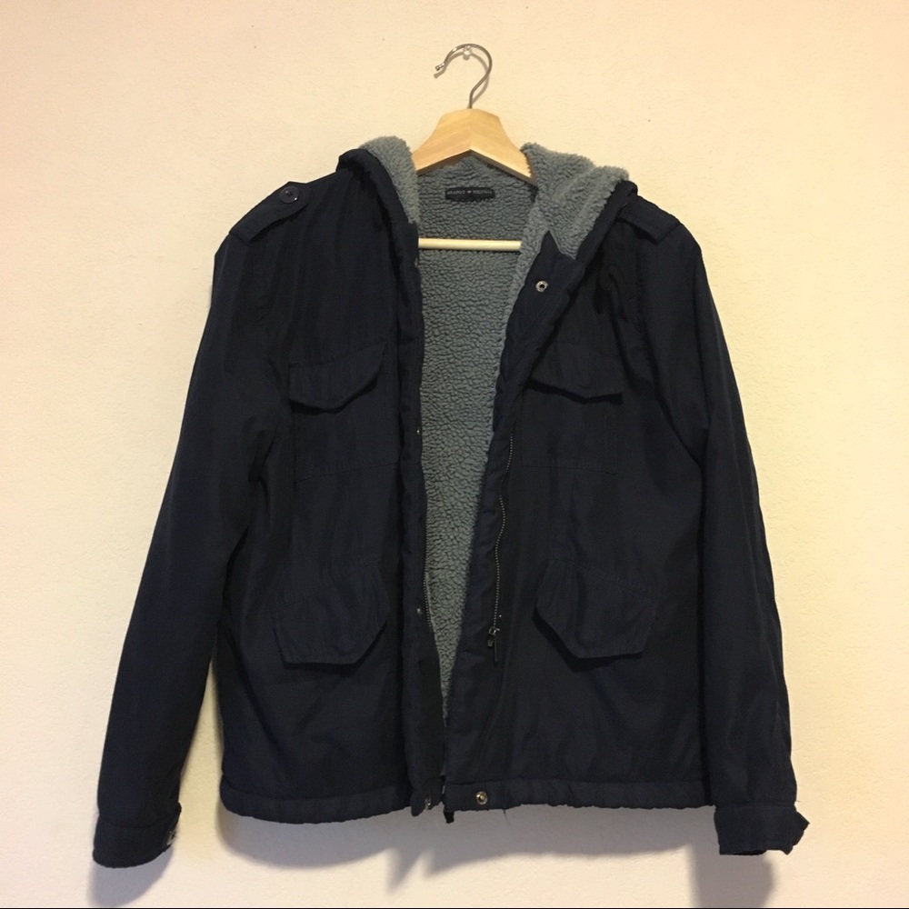 Brandy Melville Navy Fur-Lined Jacket